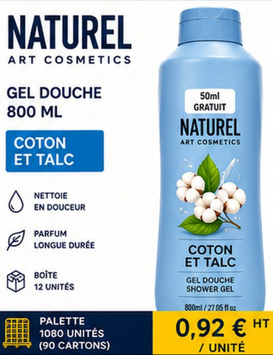 Gel douche Cotton and Talc 800 ml – Naturel
