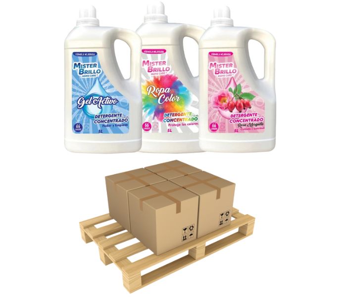 Palette de 144 Détergent liquide lessive liquide pour robe a couleur 5l a 2,73/unité - MISTER BRILLO