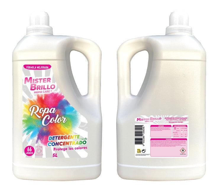 Palette de 144 Détergent liquide lessive liquide pour robe a couleur 5l a 2,73/unité - MISTER BRILLO